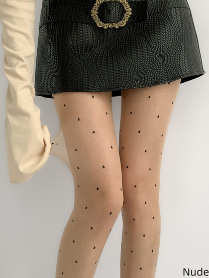 Semi-Sheer Polka-dot 4 Colors Pattern Tights
