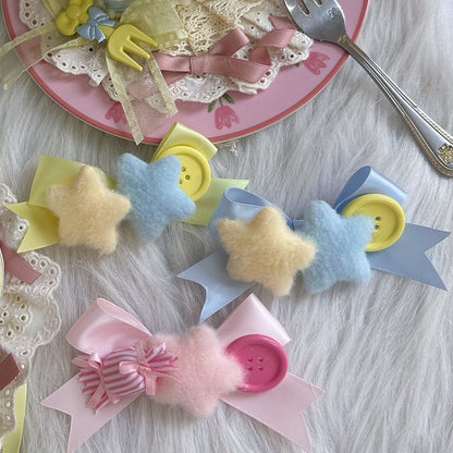 Hairclip Plush Color Button Options 3 Sweet Star Lolita