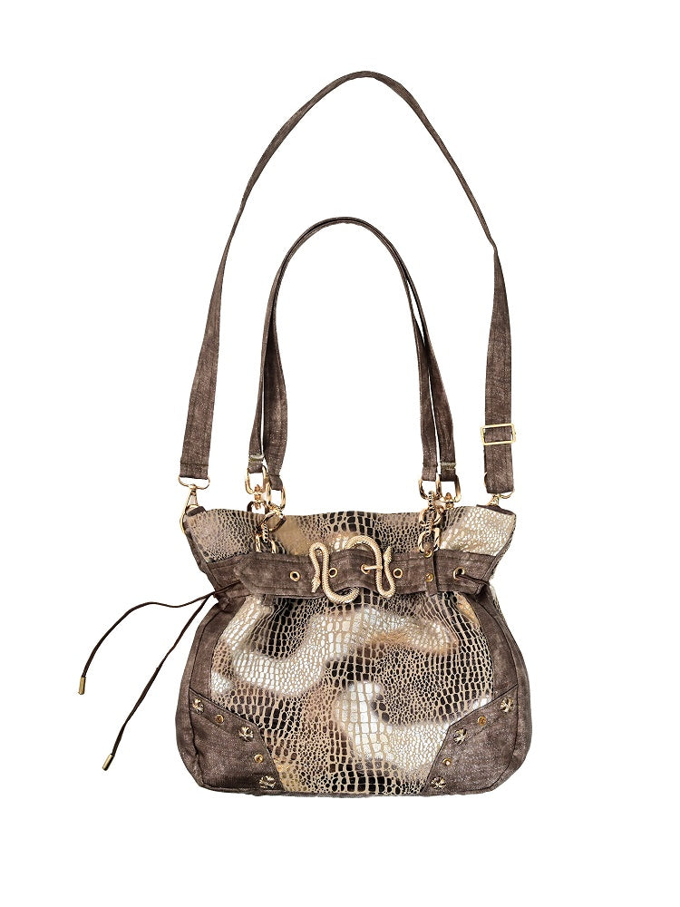 Pattern Brown Snakeskin Punk Shoulder Bag Wasteland