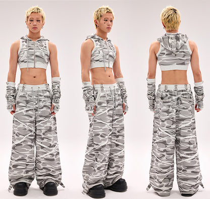 クロスストラップ スタッズグローブ ブラック/グレー/ピンク