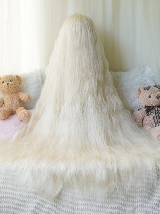 Blond/Karamell/Hellbraun/Schwarz Lange gewellte Perücke