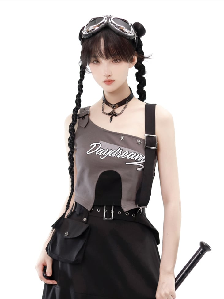 Top Black One Cargo Gray and Shoulder