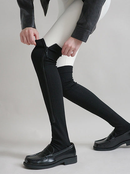 Zip-Up Stockings Sporty Black