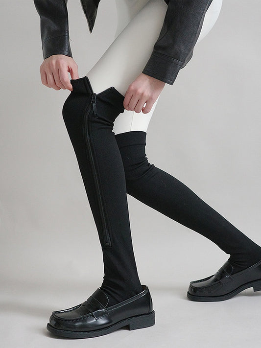 Zip-Up Stockings Sporty Black