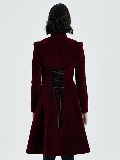 Length Mid Coat Goth Red