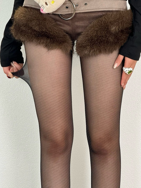 Black/Gray/White Pattern Striped Tights