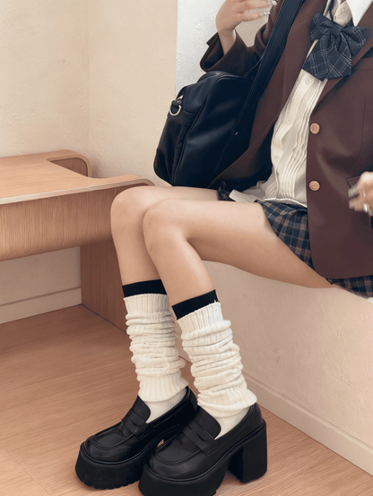 White/Creamy Socks White Options Length 60/100CM Knitted