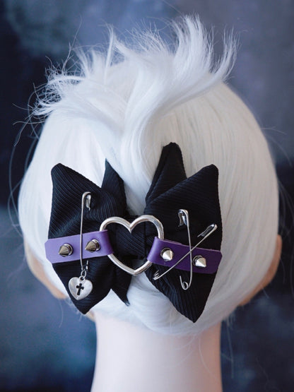 Heart Claw Black Studs With And Buckle Pins Clip Purple