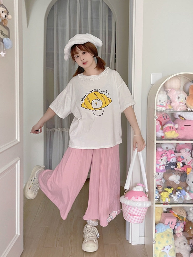 Rosa Khaki Weite Hose