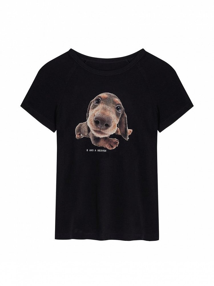 Black Puppy Slim-Fit Punk T-shirt Graphic