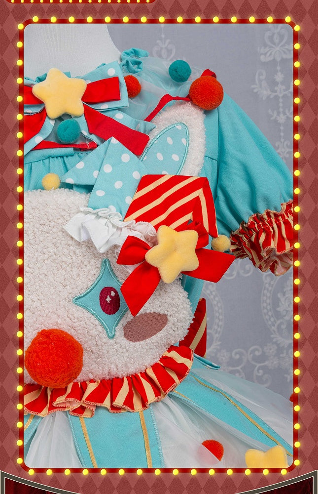 Clowncore Orange Clown Overalls Kleid Pastell Fleece Mieder Grün Sweet Lolita Bunny Circus und