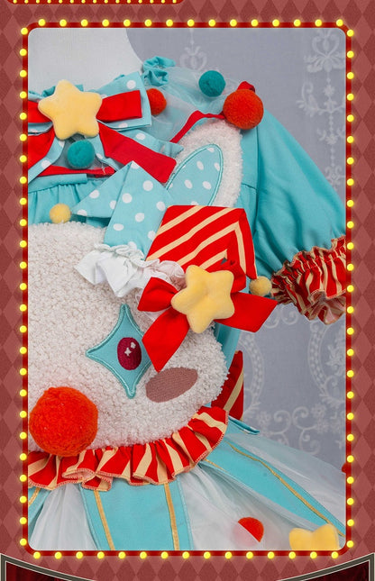 Clowncore Orange Clown Overalls Kleid Pastell Fleece Mieder Grün Sweet Lolita Bunny Circus und