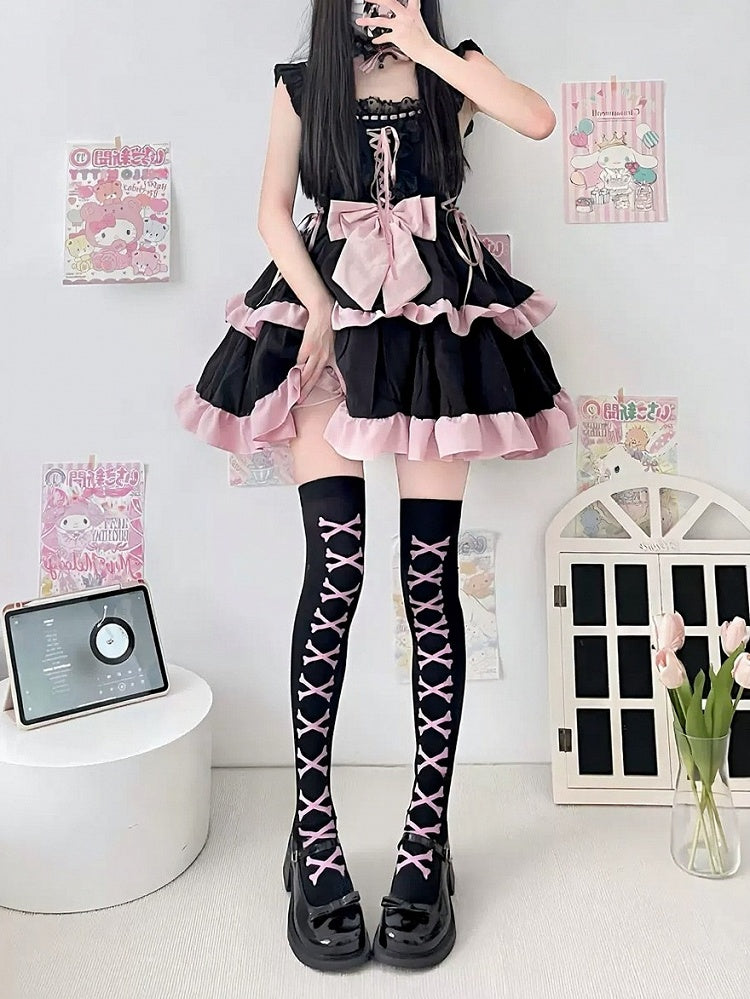 3 Colors Stockings Thigh-High Cross-Bones -