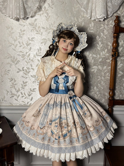 Lolita Jumper Blue and Kitty Teddy Print Sweet Skirt