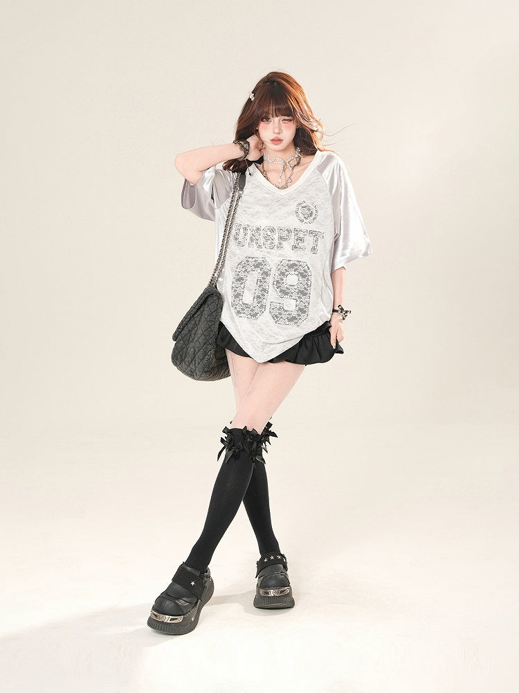 Mini-Stufenrock High Waist Schwarz/Weiß