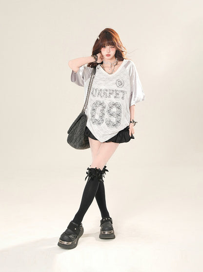 Mini-Stufenrock High Waist Schwarz/Weiß