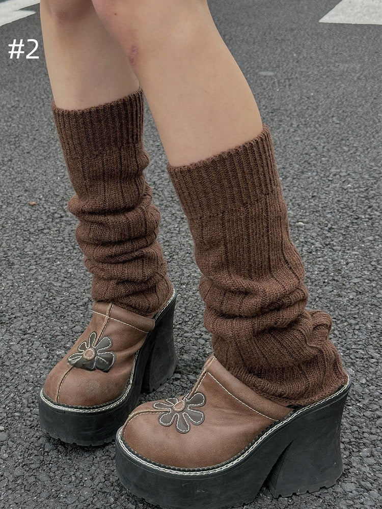Y2K Ribbed Trim Knitted Leg Warmers