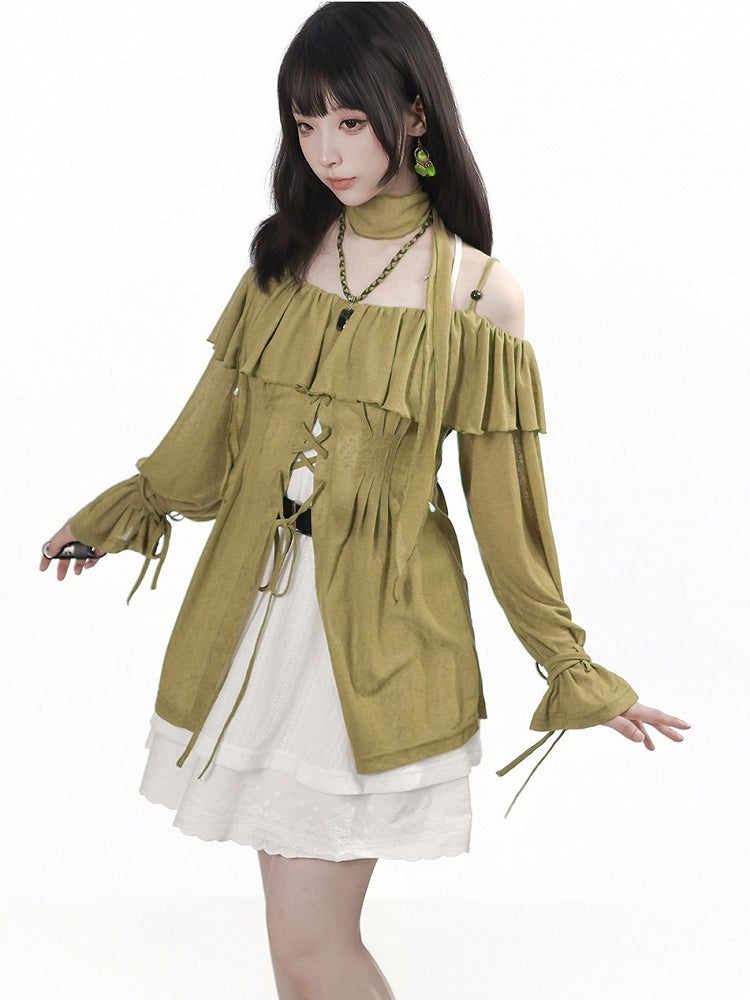 Double-Layer Slip Dress in White (Short Version) - PINK SAVIOR