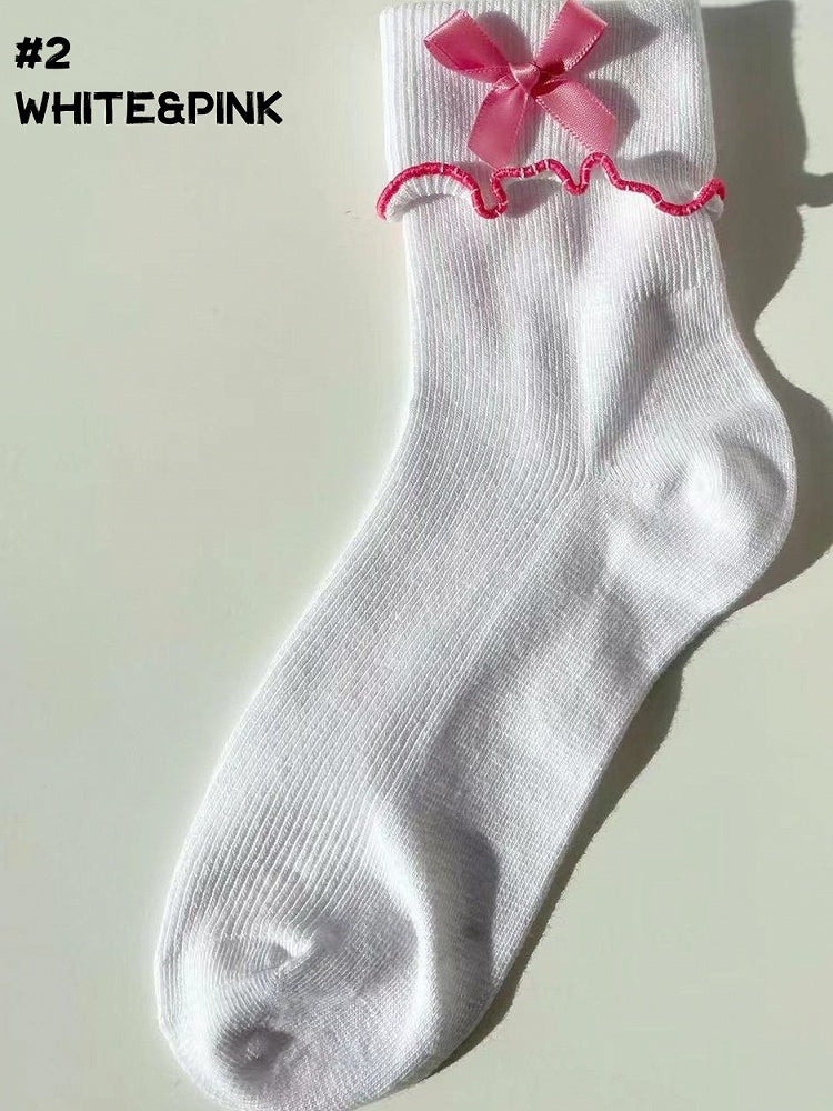 フリルコントラストトリムロリータアンクルソックス