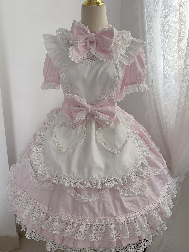 Robe OP Lapin Rose + Tablier Cœur + Ensemble KC