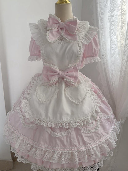 Robe OP Lapin Rose + Tablier Cœur + Ensemble KC