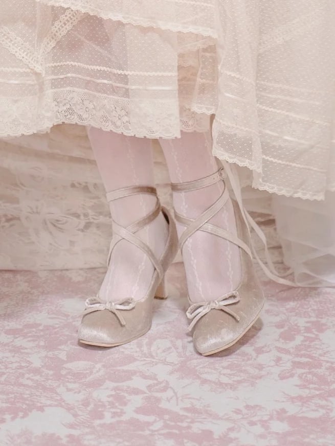 Sweet Ballet at Design Lolita Bow Top Champagne Crisscross - Shoes