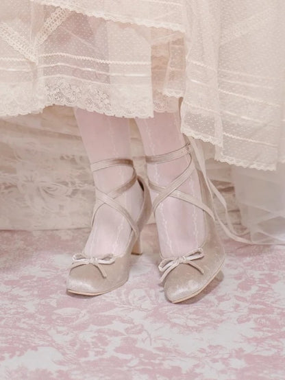 Sweet Ballet at Design Lolita Bow Top Champagne Crisscross - Shoes