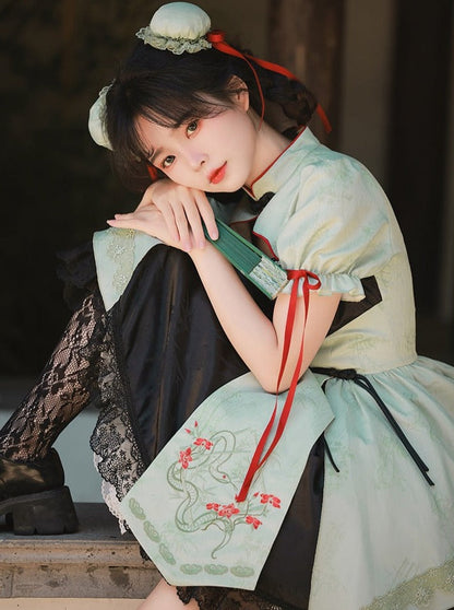 Print Big + Dress Apron Bow Short China