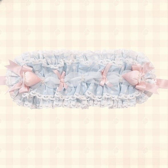 Hairband Strawberry Pink/Red/Blue with Lolita Accents Lace Trim