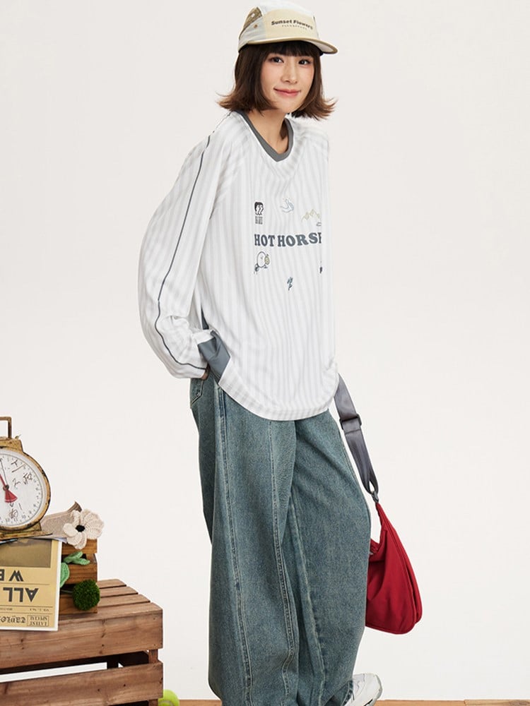Seam Vintage - Trousers Center Front Denim High-waisted