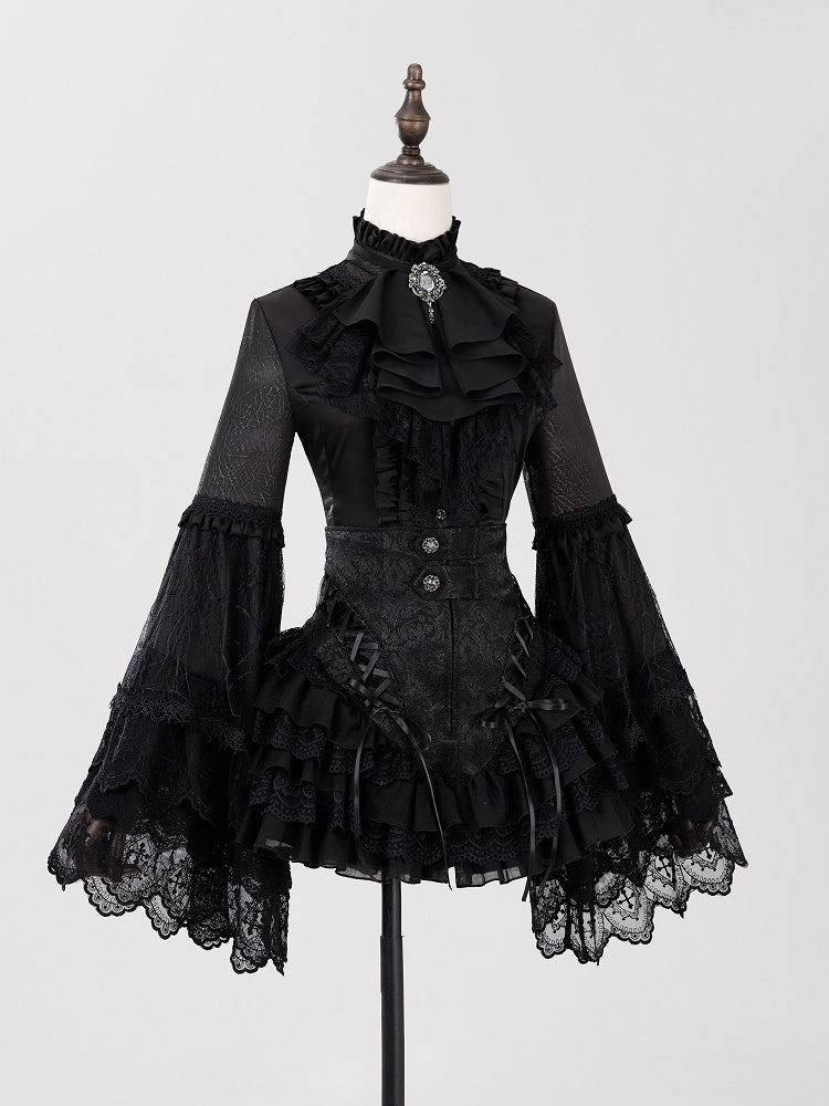 Layered Lace High-Waist Shorts with Gothic Charm - DevilInspired Exclusive Collection