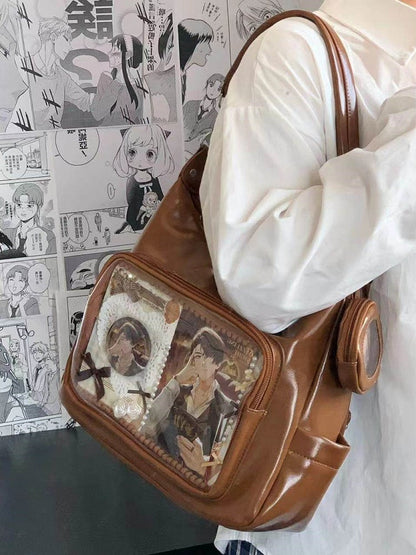 Shoulder Crossbody / Convertible Colors Bag with Badge 7 Charm Strap Ita