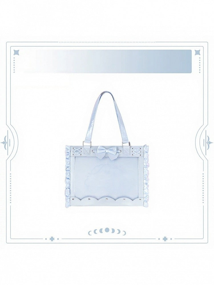 Blue Shoulder Bag with Bow and Ruffles for BJD Doll - Salt Tea