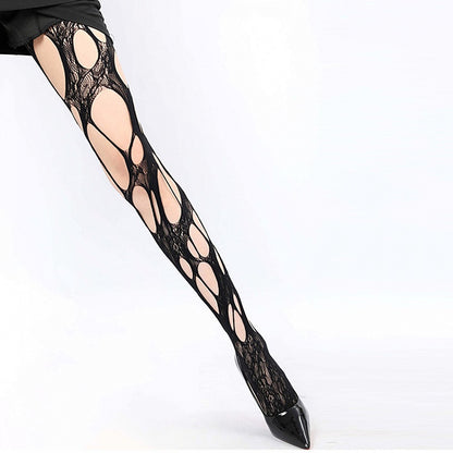 ブラック / ホワイト / グレー / ブラウン カットアウト フィッシュネット タイツ