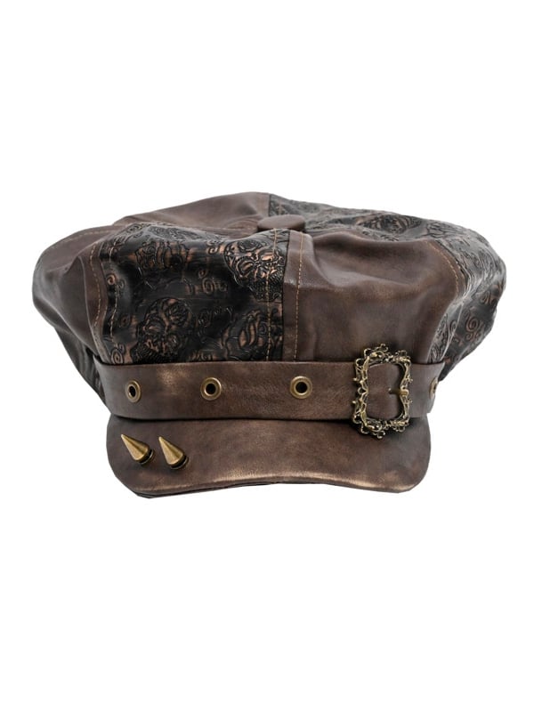 Studs Design Brown Wasteland Punk Hat