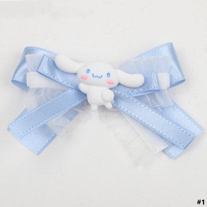 Blue Lolita Bowknot Hairclip Sweet Dog 4 Options White