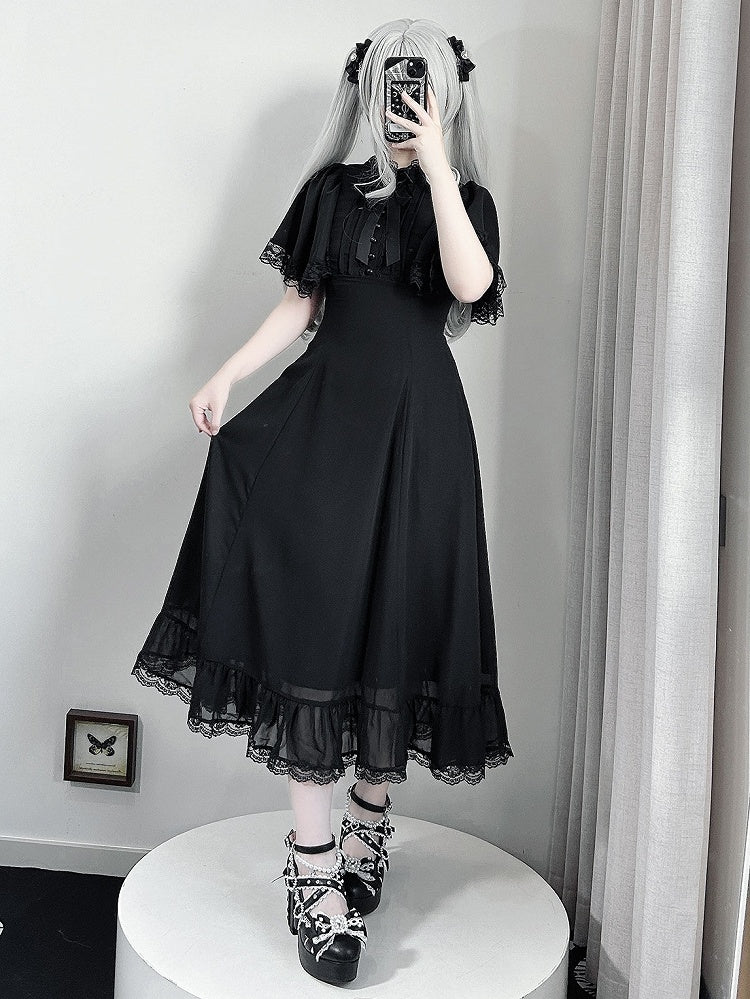 Black Platform Heels with Lace-Up Design - Sheep Puff