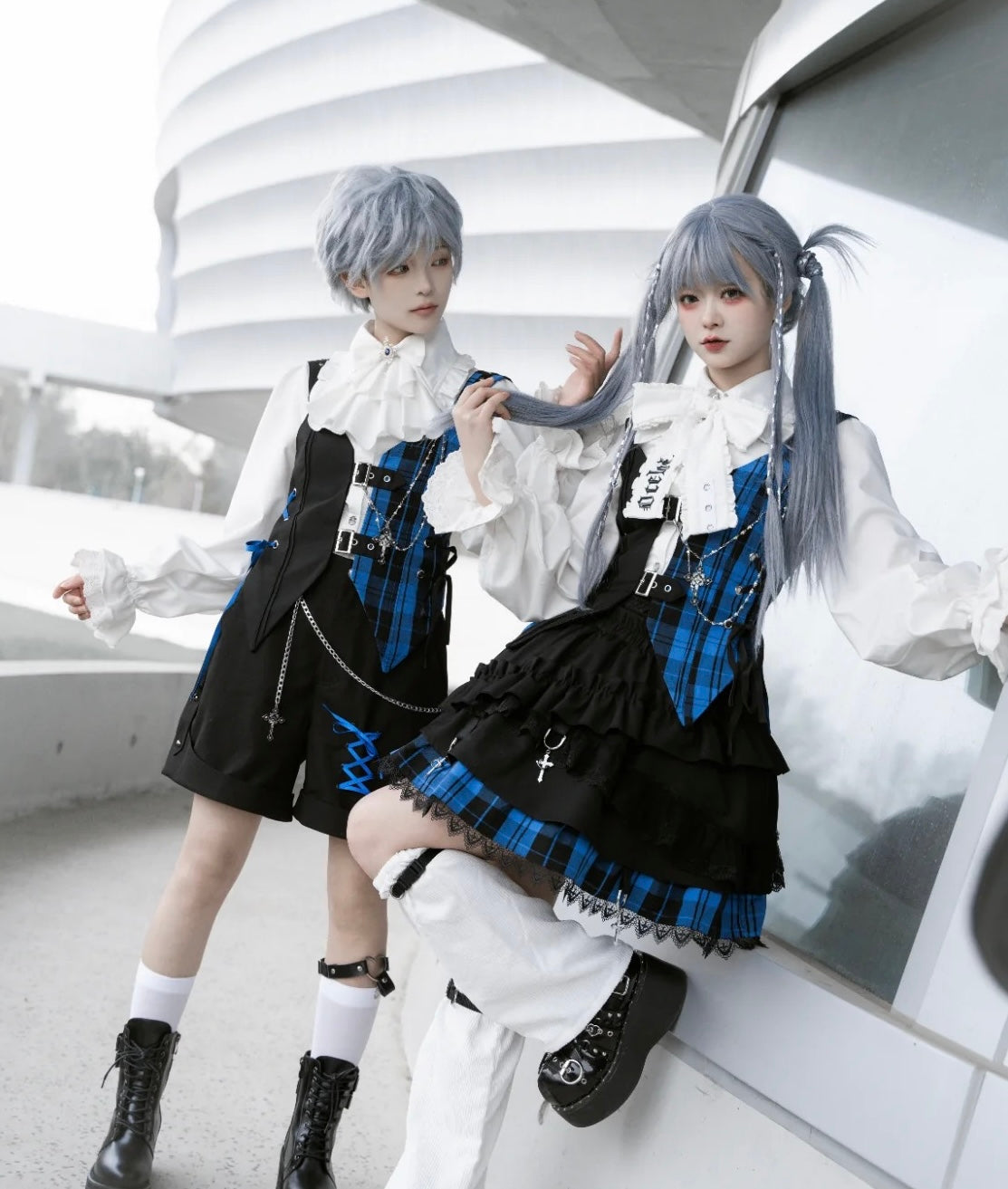 スーツセット チェック ベスト パンツ スカート シャツ プリンス