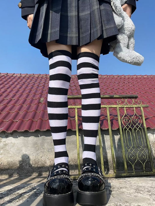 Striped Y2K Overknee Options Color Stockings 4