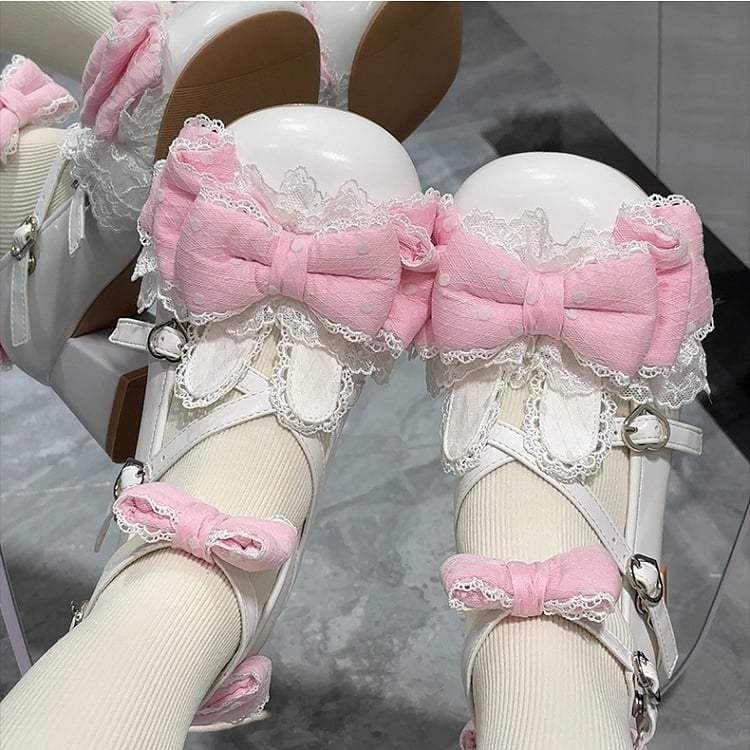 Bows Bunny Low-heel/Mid-heel - Shoes Dreamy Polka Dot White
