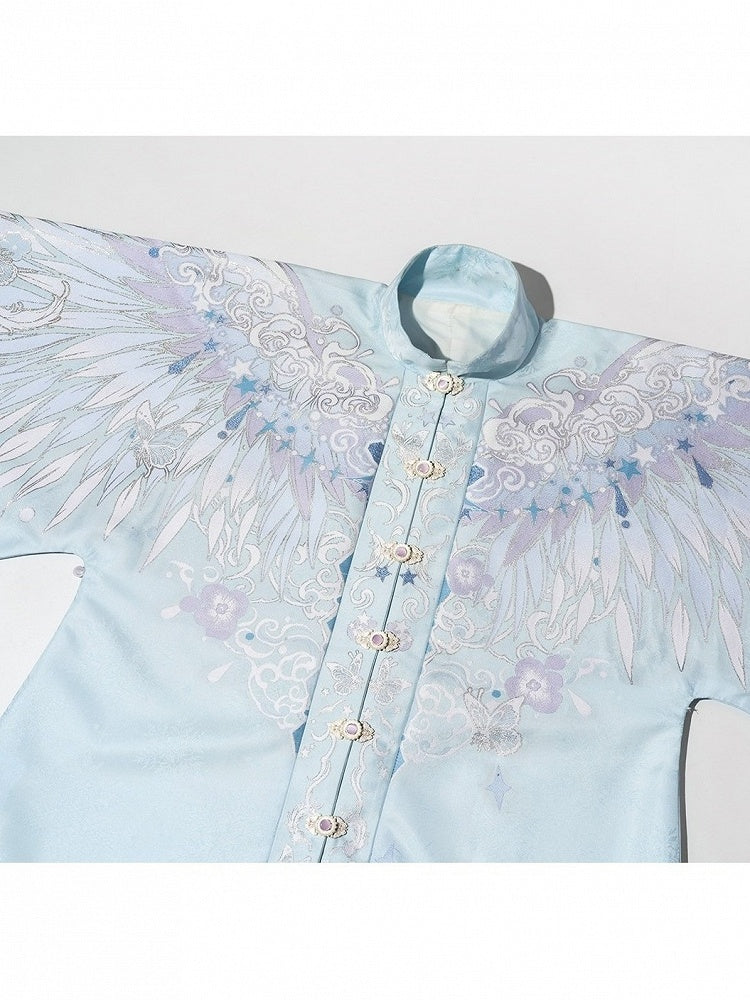 Han Lolita Angel Wings Embroidery Pipa Sleeves Top - ZhiXiYue