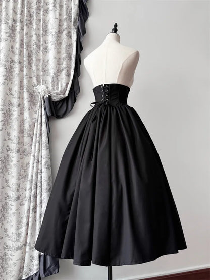 Waist High Gothic M Boned Skirt for Black Lolita Clearance 62-76cm - Aristocrat Size