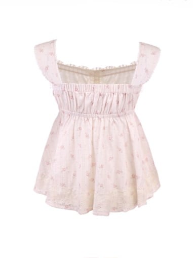 Cami Satin Top With Trim Floral Bows Lace Pink