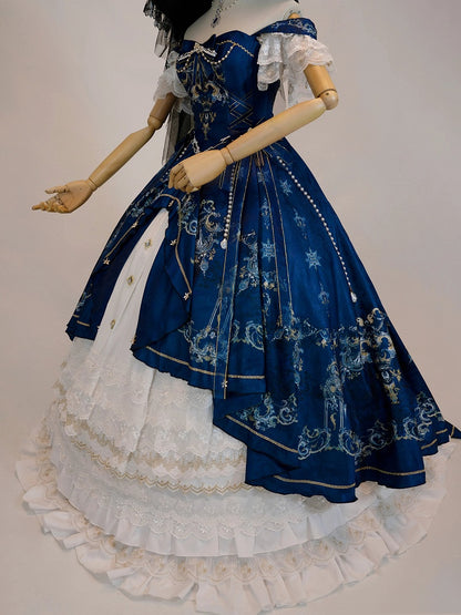 ホワイトの伸縮性ウエスト、レイヤードフリルヘムラインアンダースカート