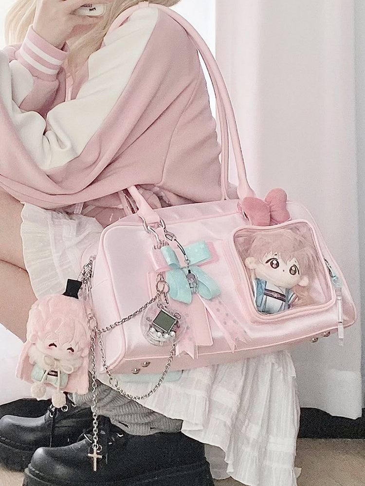 Pink Ita Bag with Detachable Card Holder - Sheep Puff