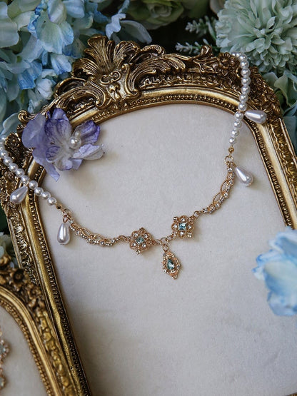 Rhinestones Beaded Red Purple Necklace Pink / Blue