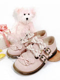 Muster Bowknot Flats Bär Details Lolita Design Gestreift Rosa