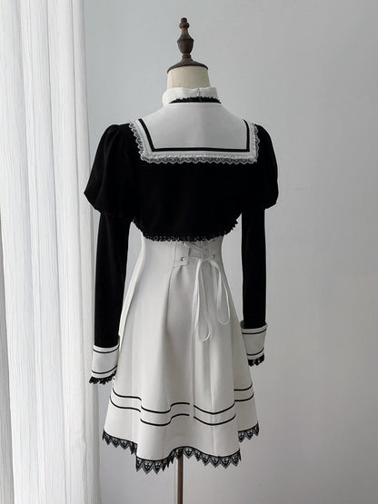 Black Jirai Kei Long Sleeve Bolero with Chain Accents - Ekomi