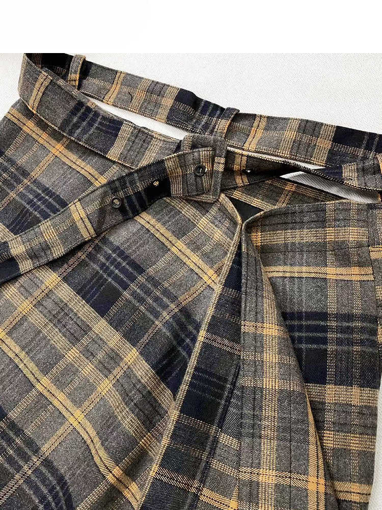 Black and Yellow Plaid Midi Length Vintage Skirt