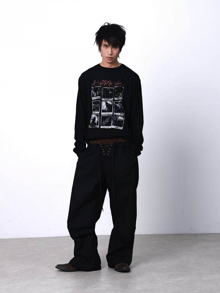 Punk Genderless Black Knit Sweater Portrait Print